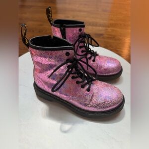 Dr. Martens Baby Pink 1460 Crinkle Boots. Size 2 Kids.
